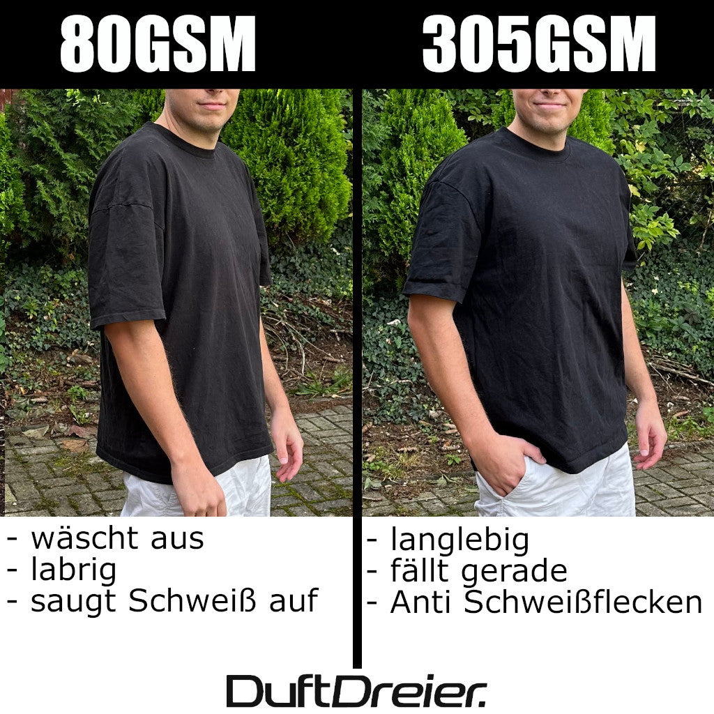 Hochwertiges Basic T-Shirt für Herren - Schwarz - Heavy Weight - Oversize - 305G