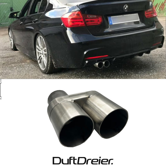 Doppelrohr look Auspuffblende passend für BMW 1er F20 F21 3er F30 F31