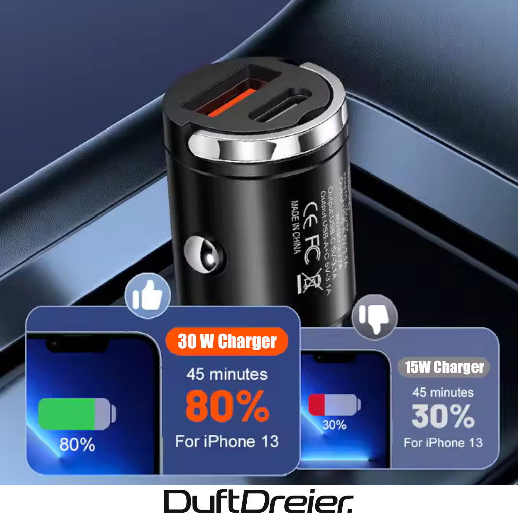 Auto Schnellladegerät Zigarettenanzünder USB/Typ-C (30W)
