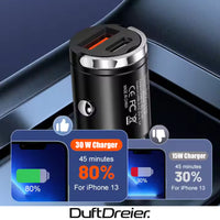 Auto Schnellladegerät Zigarettenanzünder USB/Typ-C (30W)